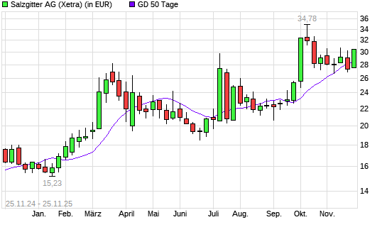 Salzgitter-Aktie &uuml;ber 50-Tage-Linie