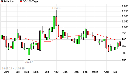 Palladium unter 100-Tage-Linie