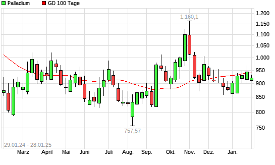 Palladium unter 100-Tage-Linie