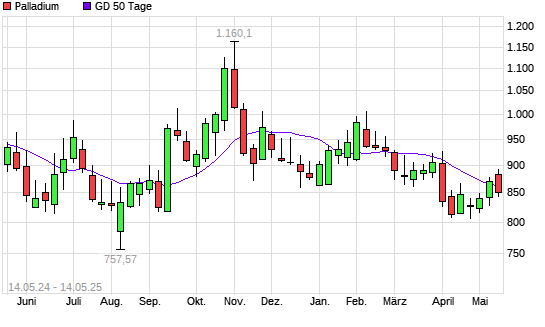 Palladium unter 50-Tage-Linie